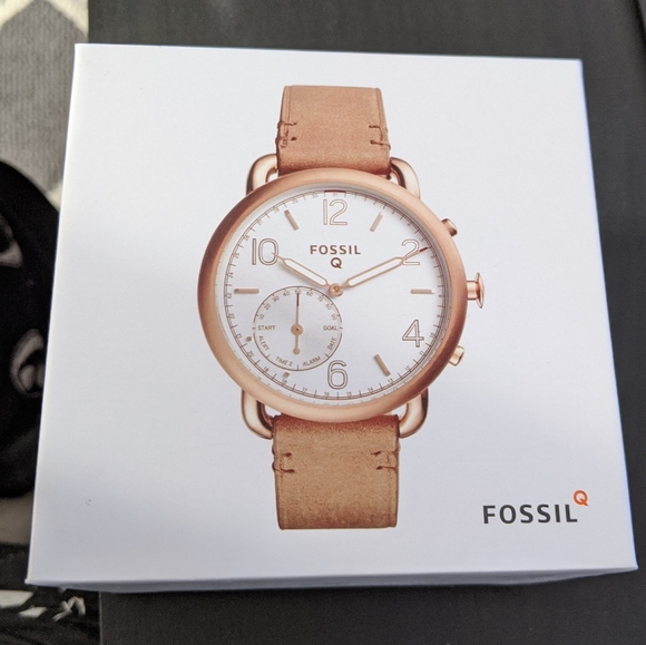 fossil q rose gold watch